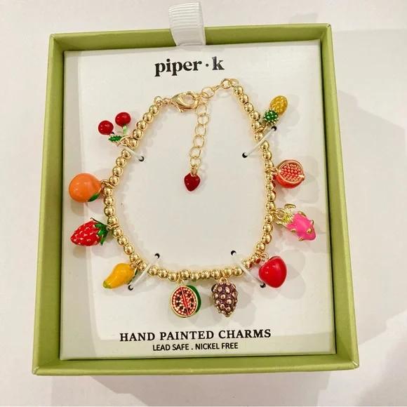 Piper K fruit charm bracelet viral summer tropical cherry strawberry - Picture 4 of 5